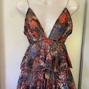 NWT flowy, flirty, fun minidress, sheer, butterfly pattern, PrettyLittleThing